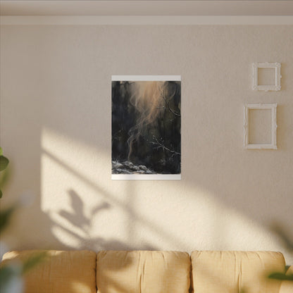 Incense Smoke Winter Canvas Art | Dark Japandi Moody Design