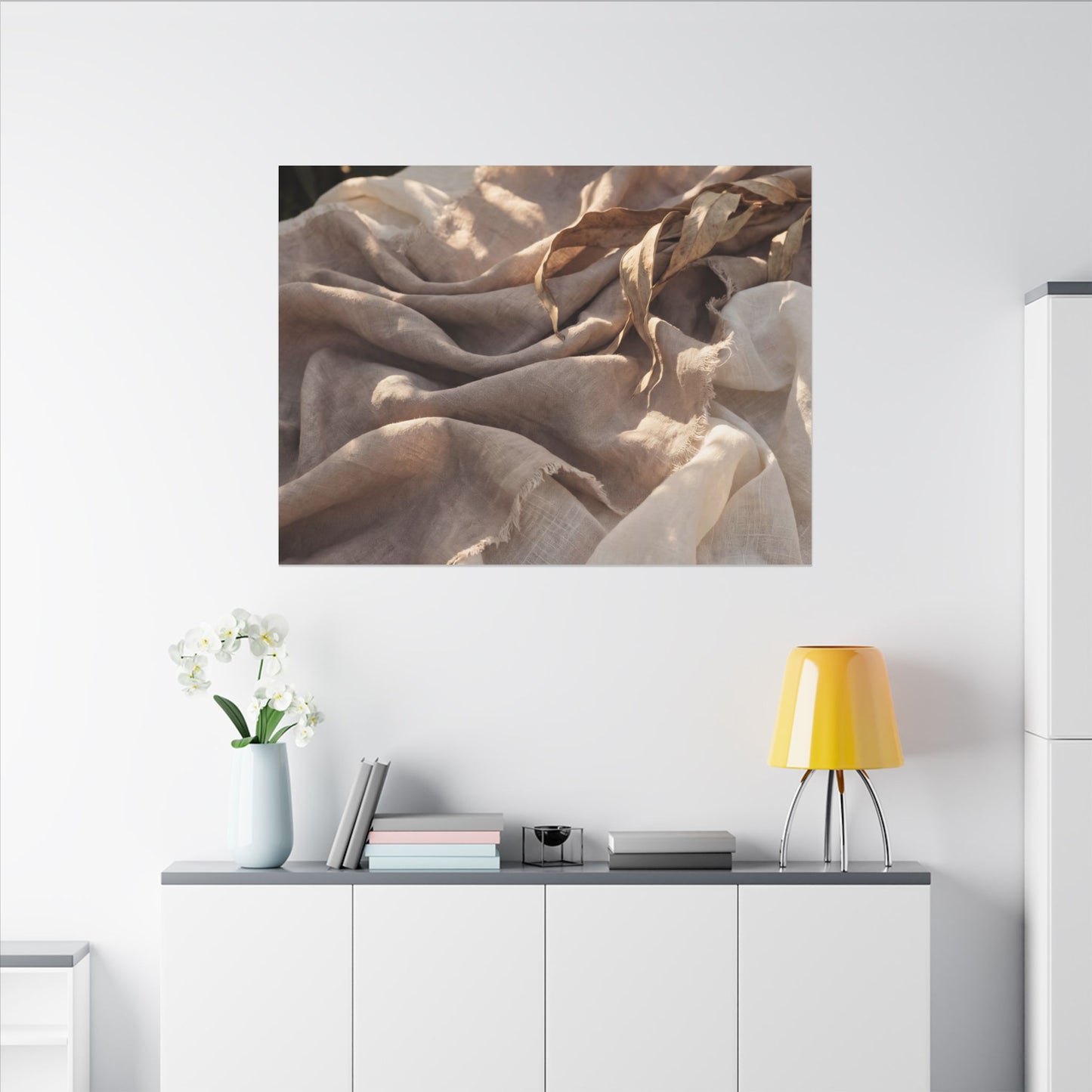 Silk Drape Summer Canvas Art | Japandi Neutral Design
