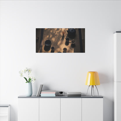 Shibui Tea Ceremony Canvas Art - Dark Japandi Shadow Zen