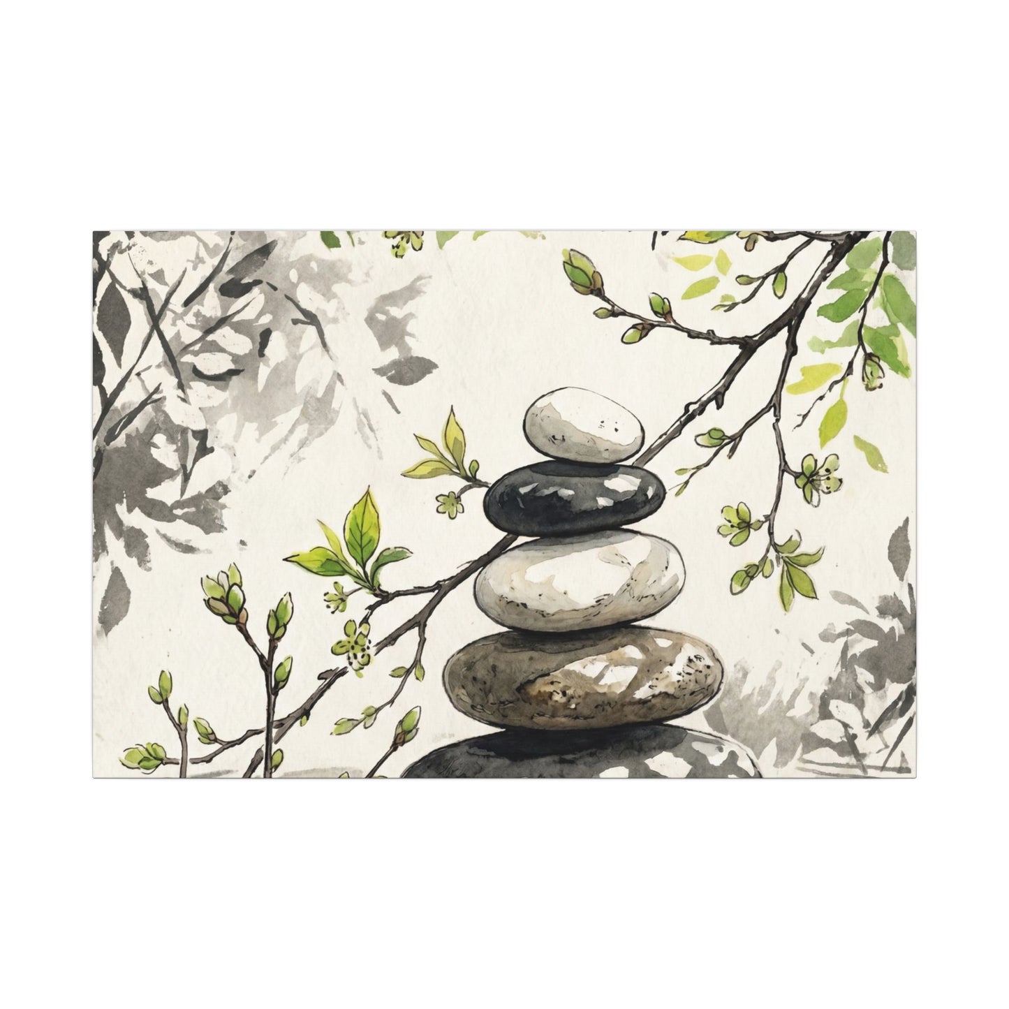 Spring River Stones Japanese Pattern Canvas Art | Elegant Decor