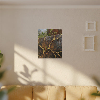 Mono No Aware Rust Patina Canvas Art - Kintsugi Gold Repair