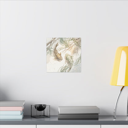 Koi Pond Canvas Art | Winter Japandi Watercolor Art