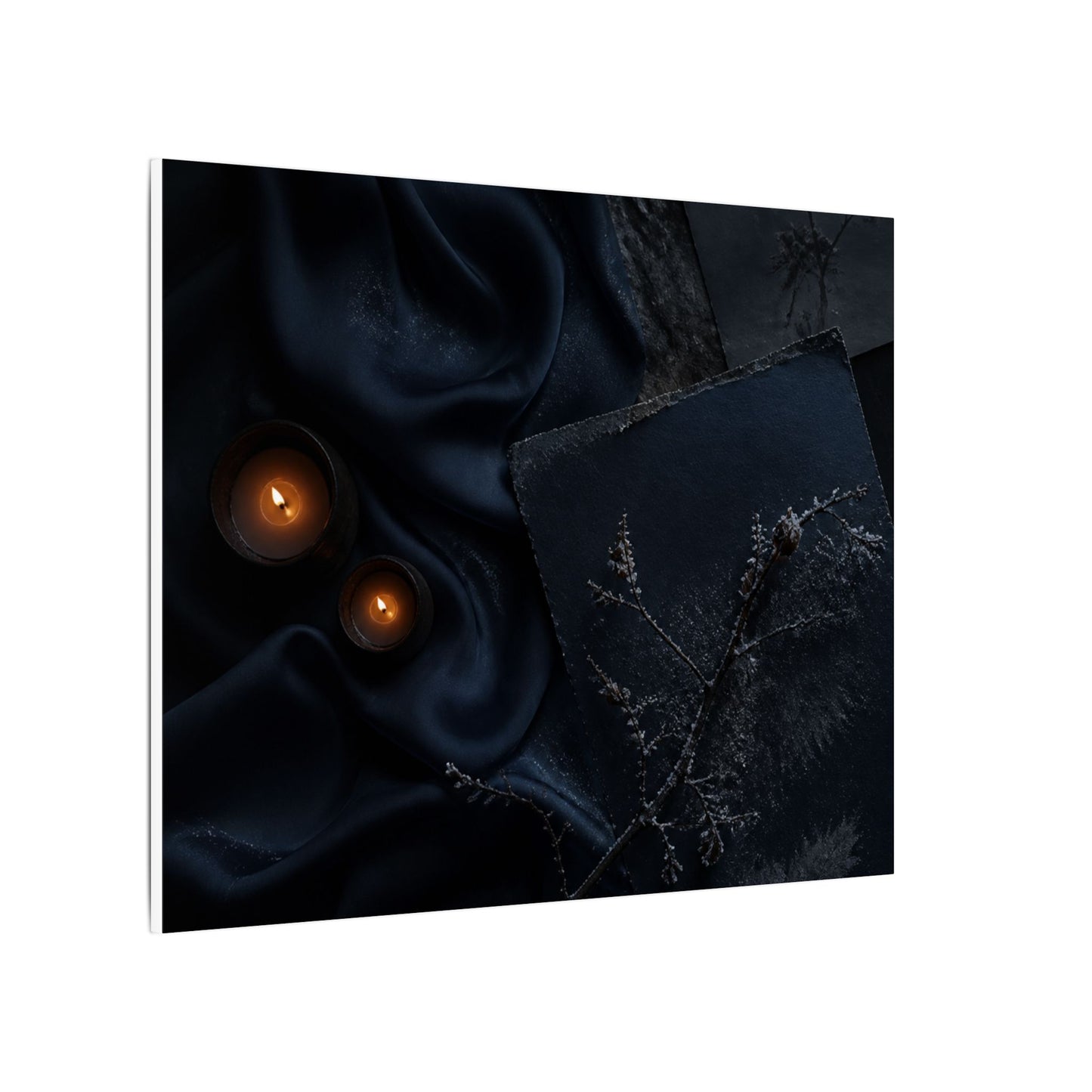 Candlelight Silk Drape Canvas Art - Dark Japandi Kanso