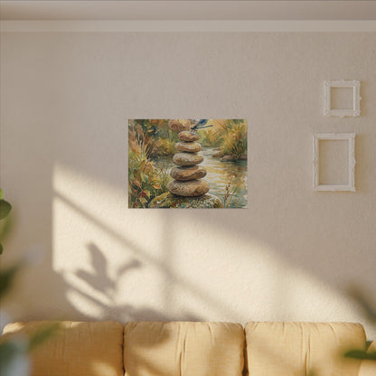 River Stones Summer Canvas Art | Japandi Cozy Design
