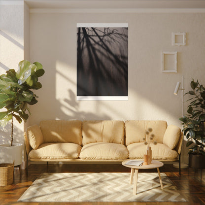 Dark Japandi Shadow Play in Dawn | Moody Minimal Canvas Art