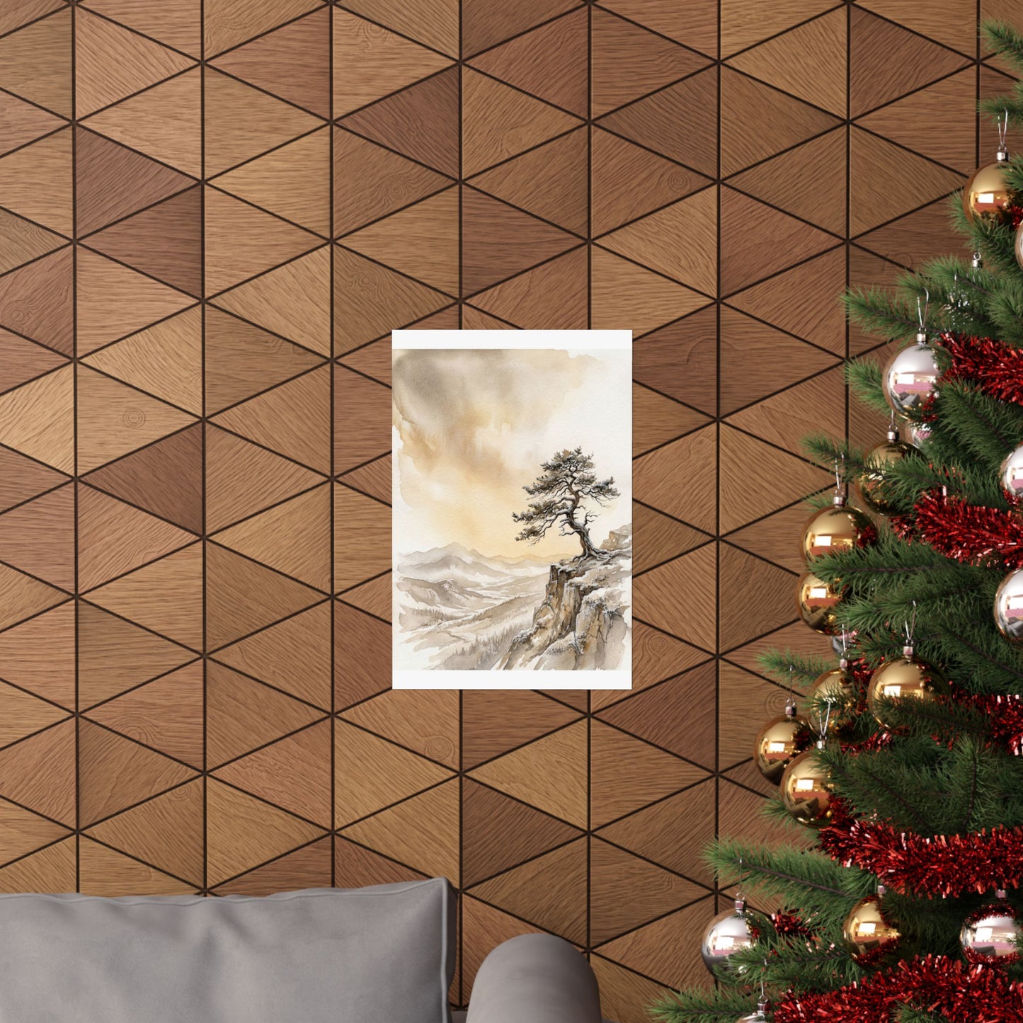 Ma Pine Tree Wall Art Print - Japandi Watercolor