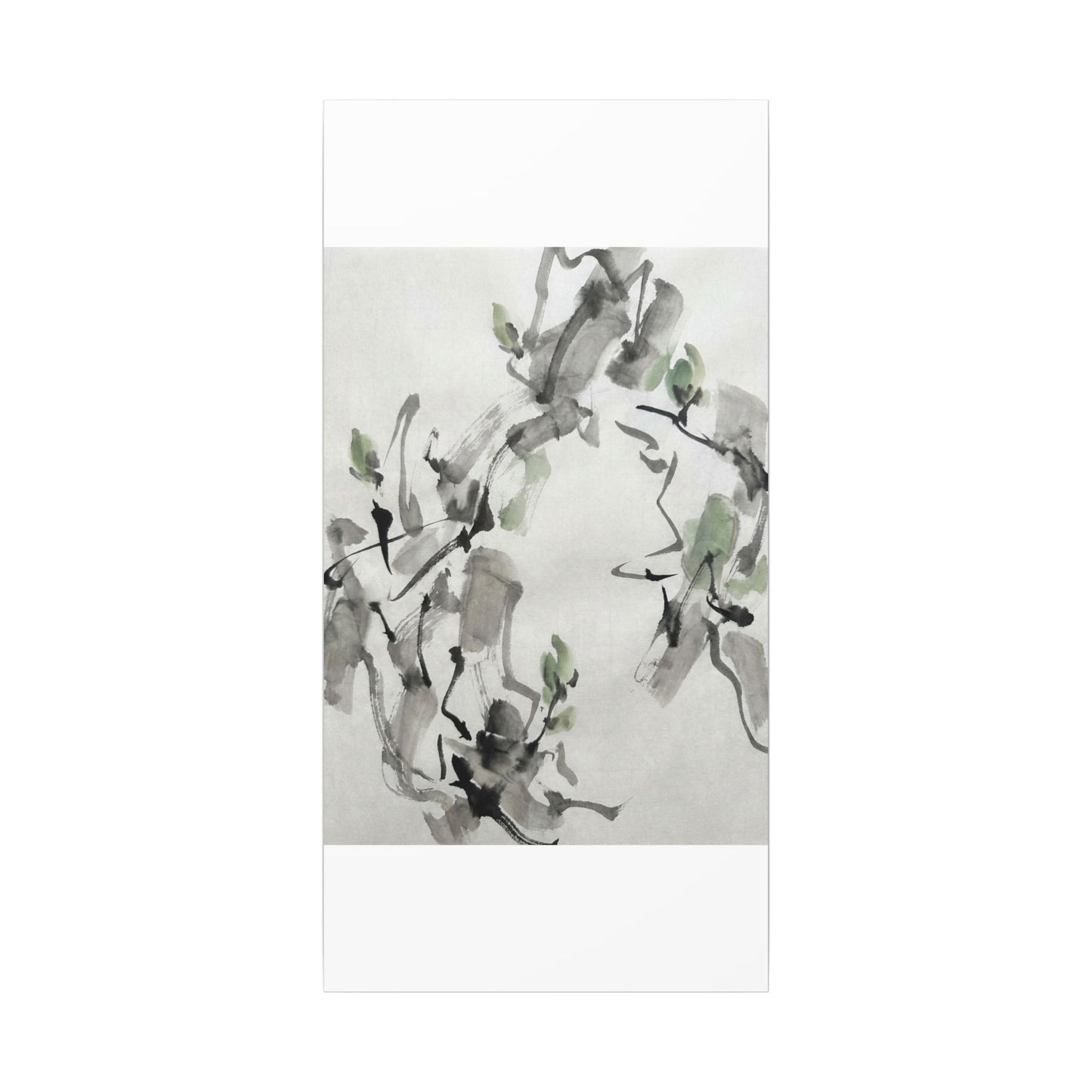 Zen Ink Brushstroke in Overcast | Sumi E Canvas Art