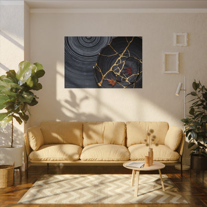 Philosophical Water Ripple Canvas Art - Gold Repair Kintsugi
