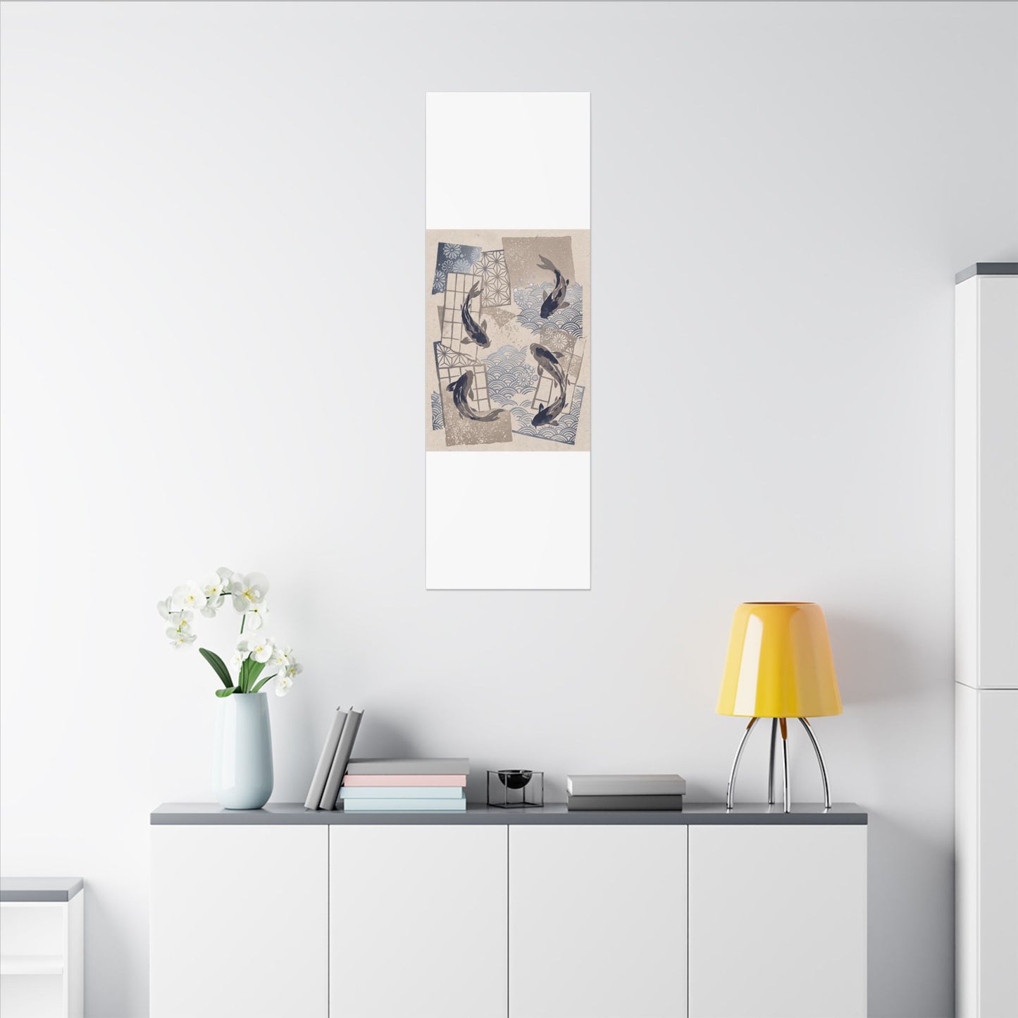 Earthy Koi Pond Canvas Art - Japanese Pattern Japandi