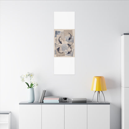 Earthy Koi Pond Canvas Art - Japanese Pattern Japandi