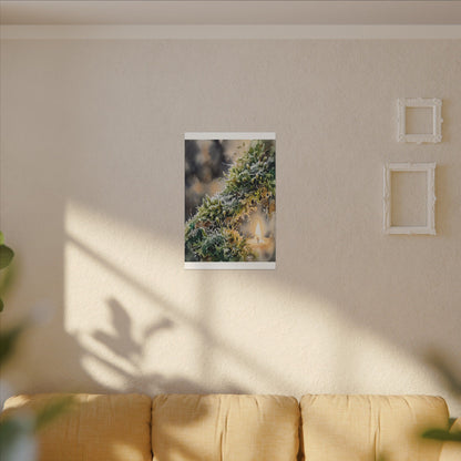 Winter Moss Close Up Watercolor Canvas Art | Neutral Decor