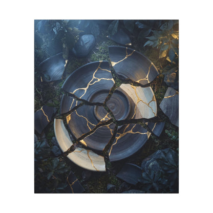 Resilient Broken Pottery Canvas Art - Gold Vein Kintsugi