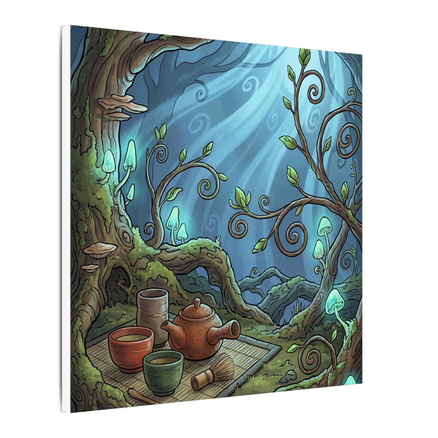 Spring Tea Ceremony Forest Whimsy Canvas Art | Cozy Decor