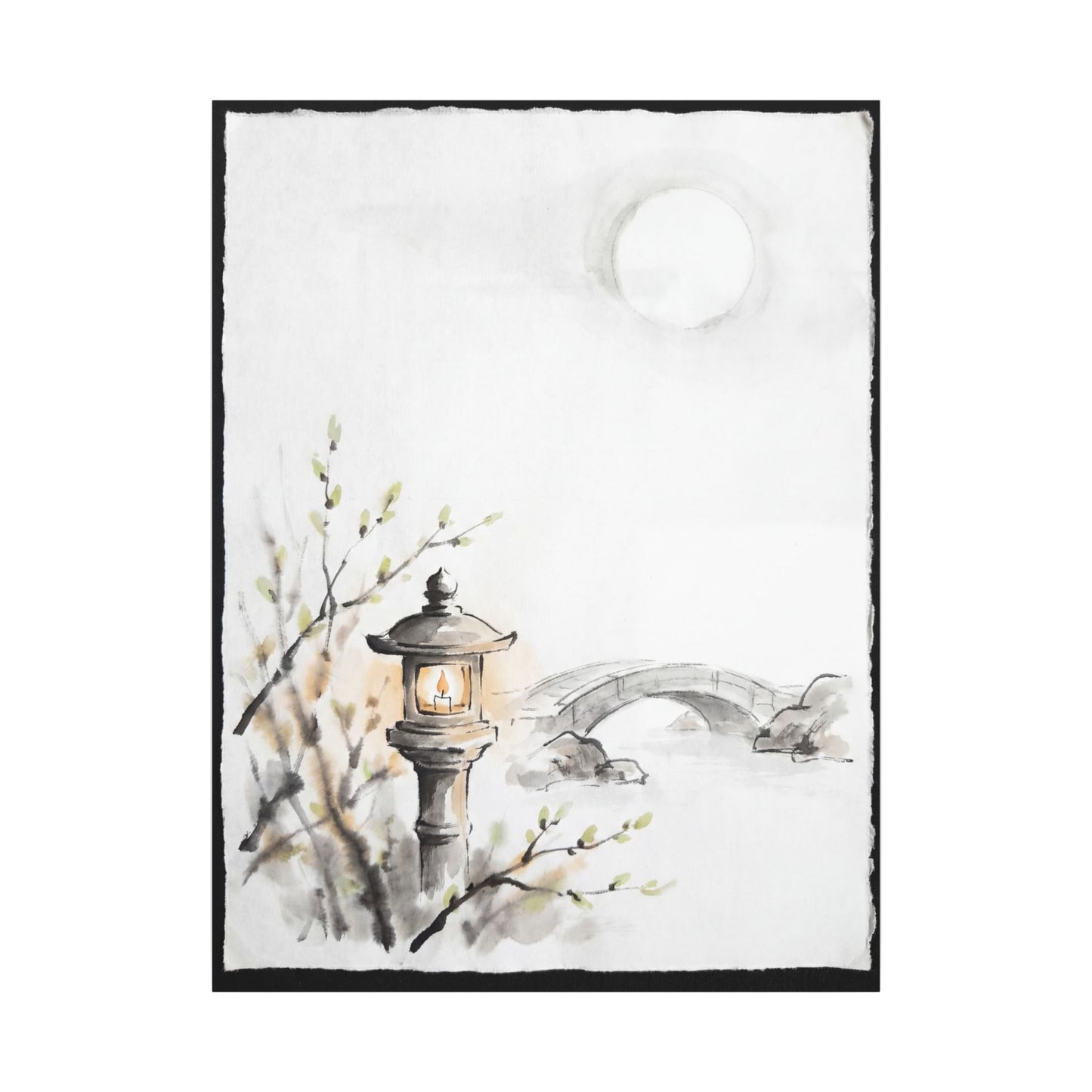 Moonlit Garden Spring Canvas Art | Zen Contemplative Design