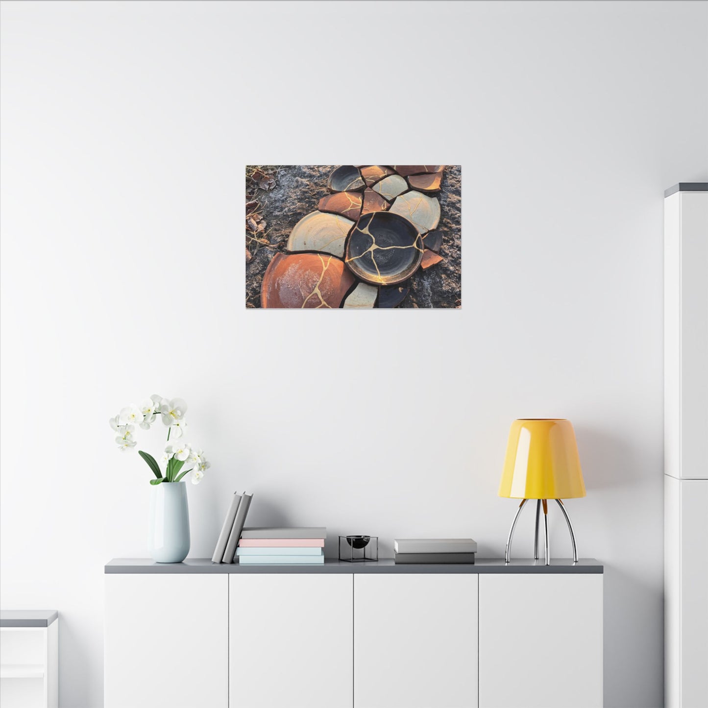 Winter Broken Pottery Gold Vein Canvas Art | Beautiful Decor