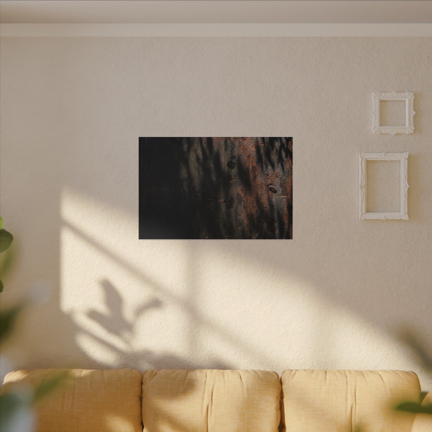 Rust Patina Shadow Zen Canvas Art | Luxurious Dark Japandi Art