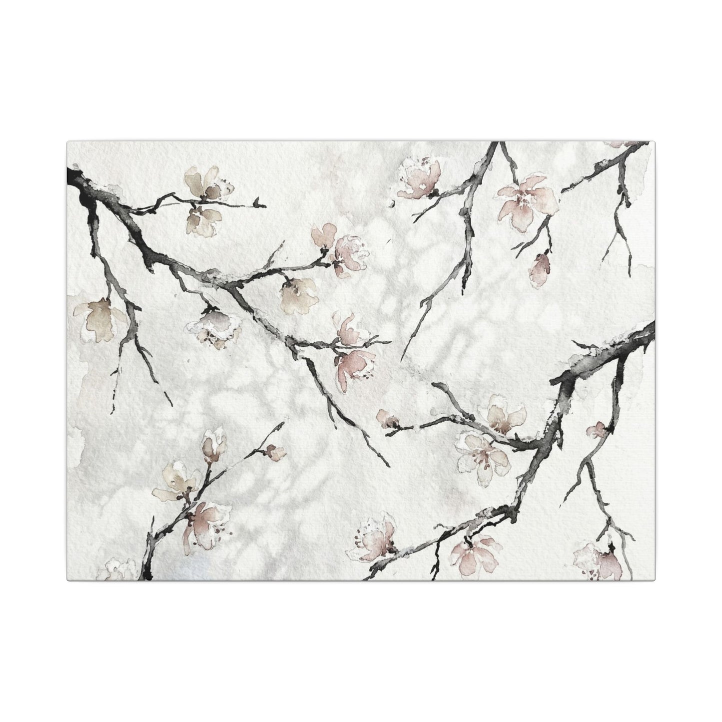 Cherry Blossom Canvas Art | Winter Japandi Watercolor Art Art Print