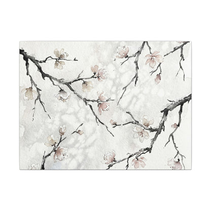 Cherry Blossom Canvas Art | Winter Japandi Watercolor Art Art Print