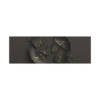 Sophisticated Broken Pottery Canvas Art - Charcoal Ink Dark Japandi