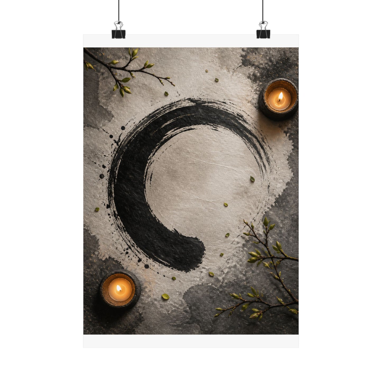 Peaceful Ink Brushstroke Wall Art Print - Enso Zen