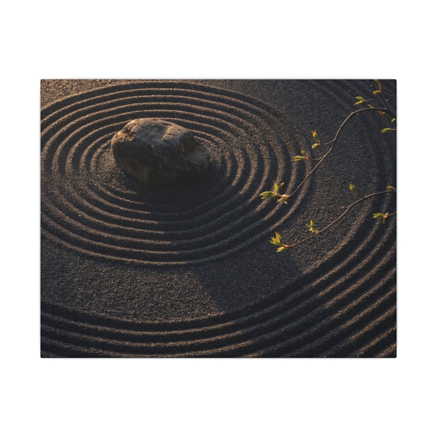 Rock Garden Shadow Zen Canvas Art | Bold Dark Japandi Art Art Print