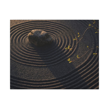 Rock Garden Shadow Zen Canvas Art | Bold Dark Japandi Art Art Print