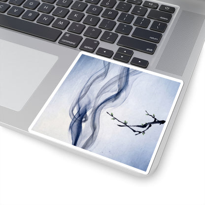 Peaceful Incense Smoke Sticker - Sumi E Zen Art Print