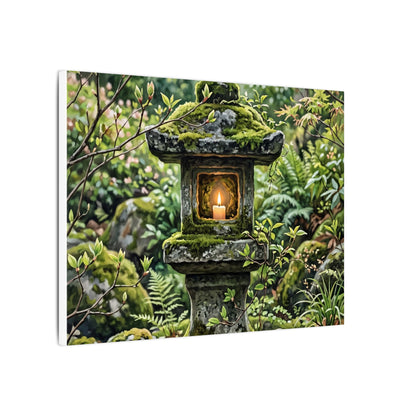 Neutral Stone Lantern Canvas Art - Japanese Pattern Japandi