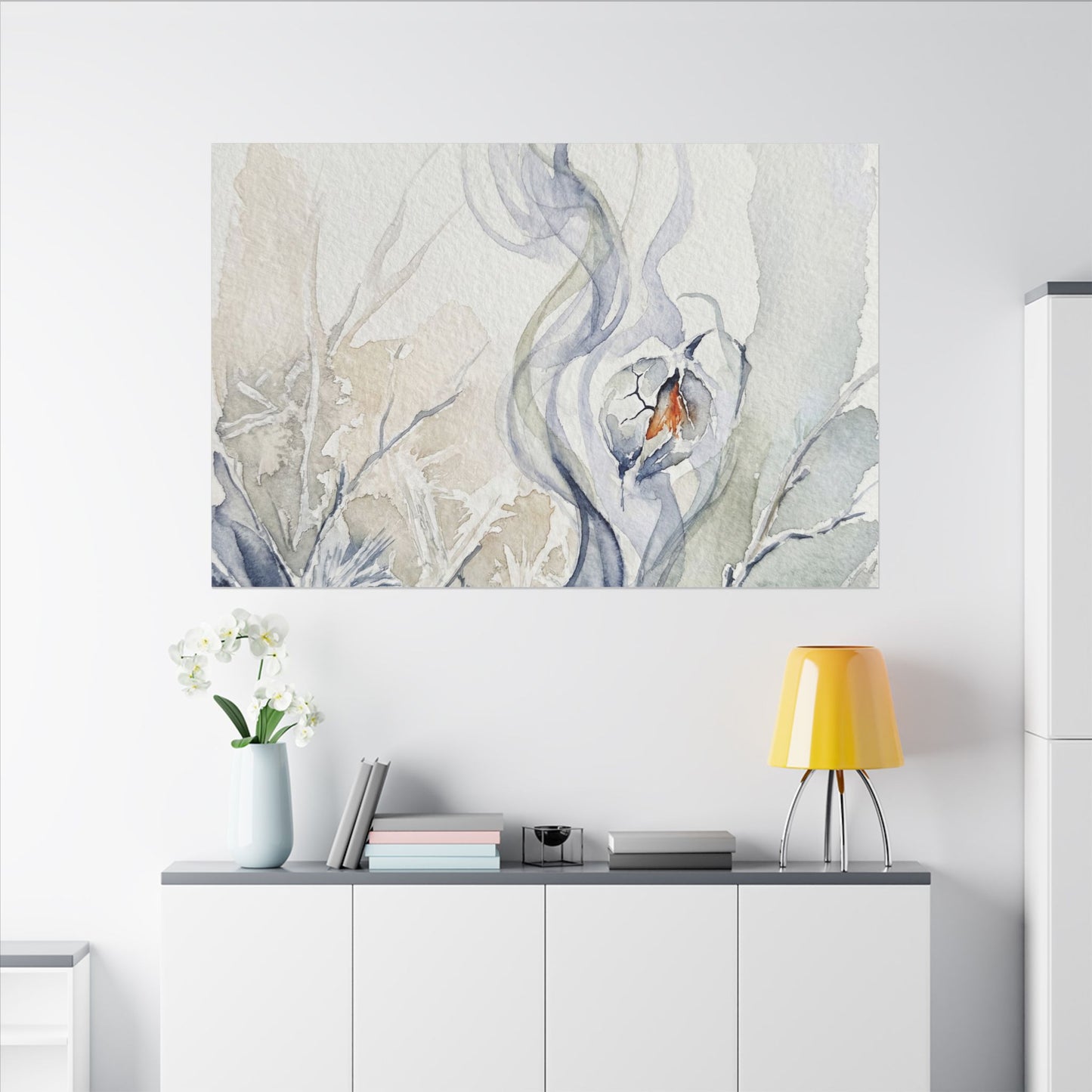 Earthy Incense Smoke Canvas Art - Watercolor Japandi