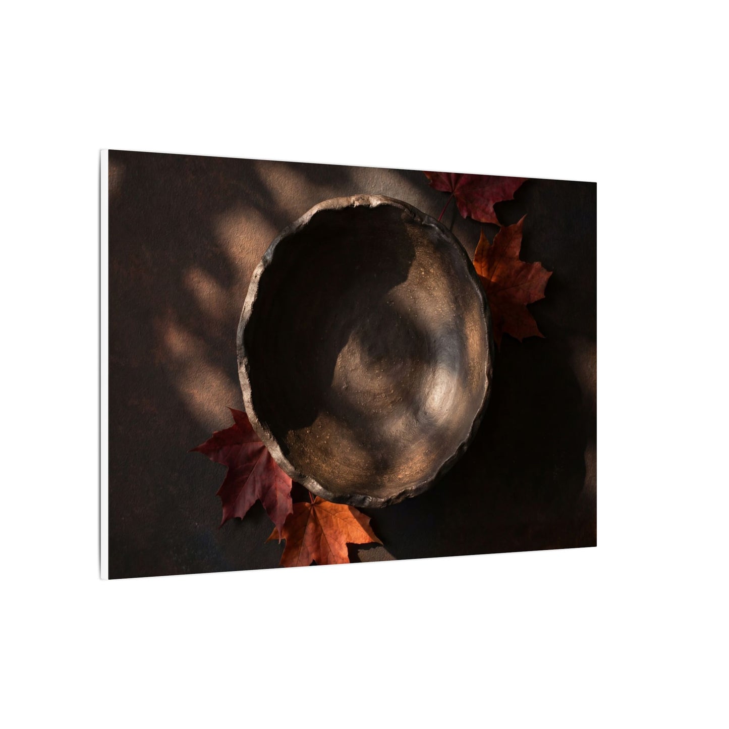 Ceramic Bowl Canvas Art | Autumn Dark Japandi Dark Texture Art