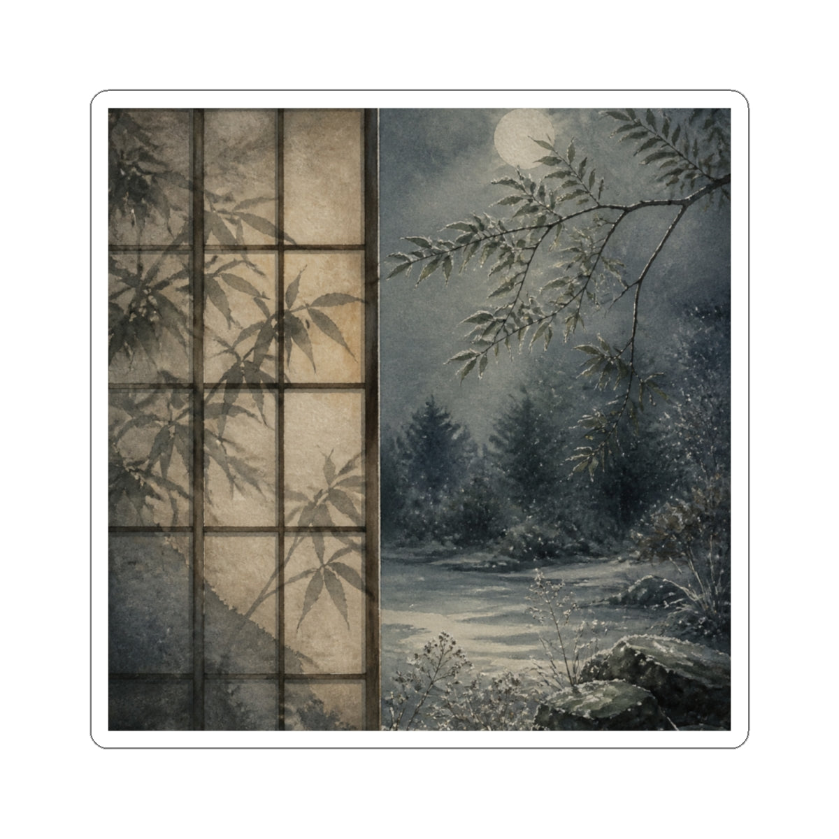 Fukinsei Shoji Screen Sticker - Japandi Watercolor