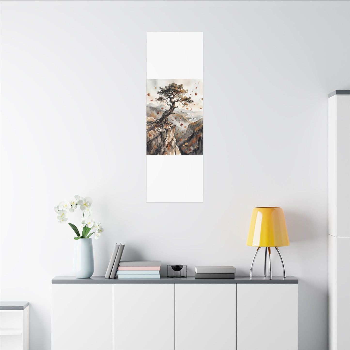 Autumn Pine Tree Watercolor Canvas Art | Warm Decor