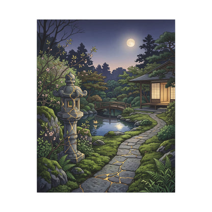 Spring Moonlit Garden Gold Vein Canvas Art | Resilient Decor