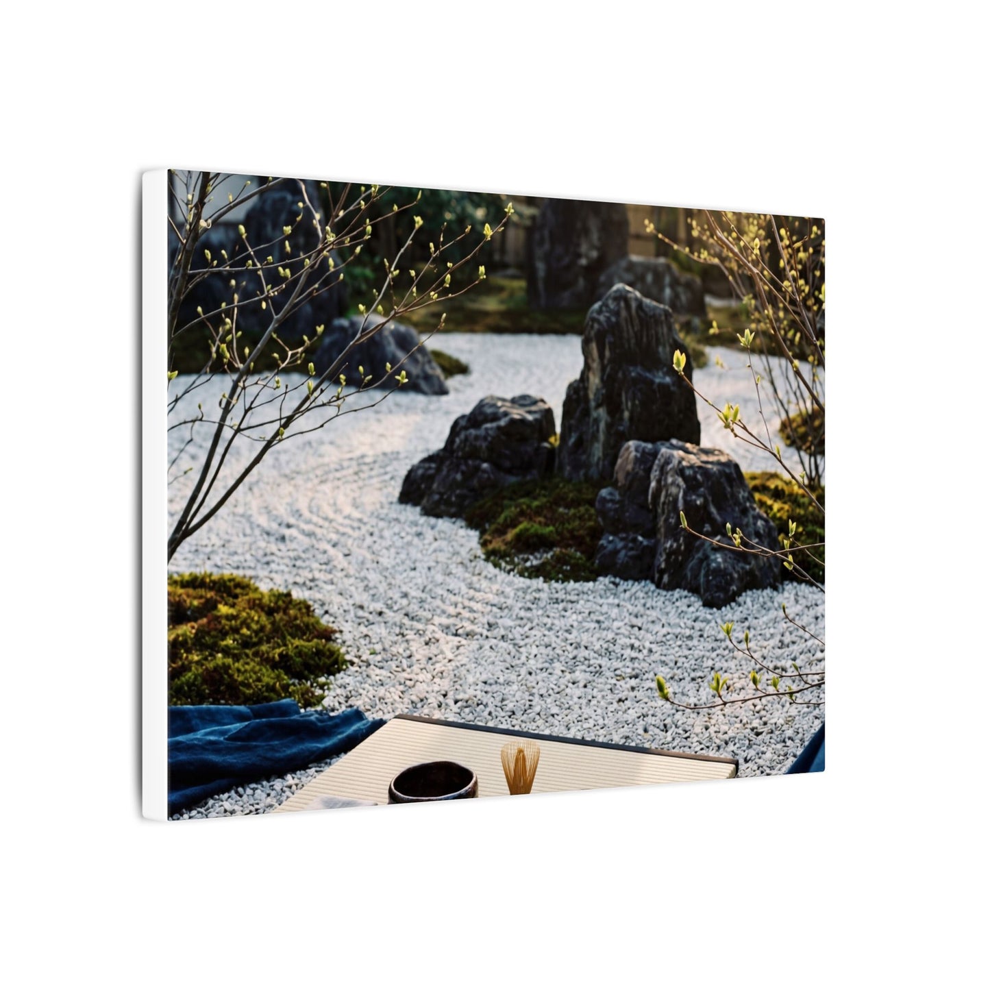 Zen Tea Ceremony in Golden Hour | Karesansui Canvas Art