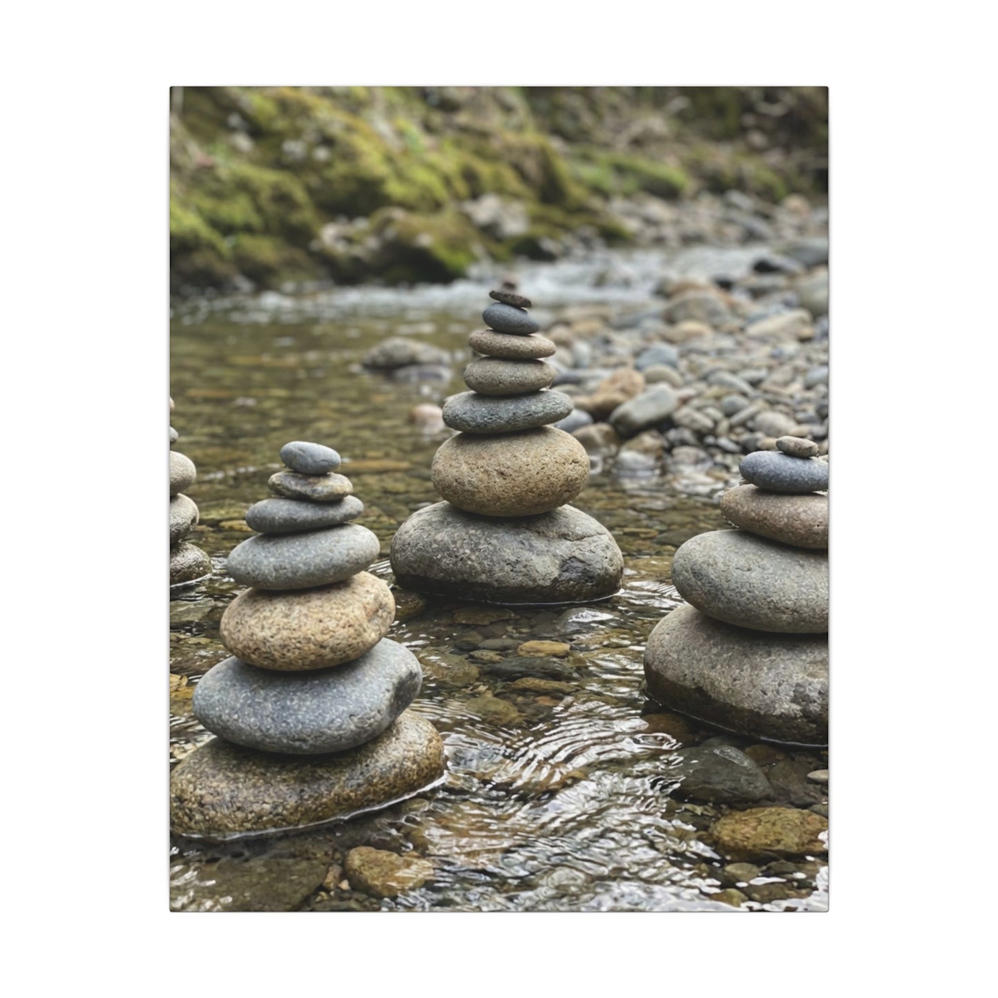 Zen River Stones in Dawn | Karesansui Canvas Art