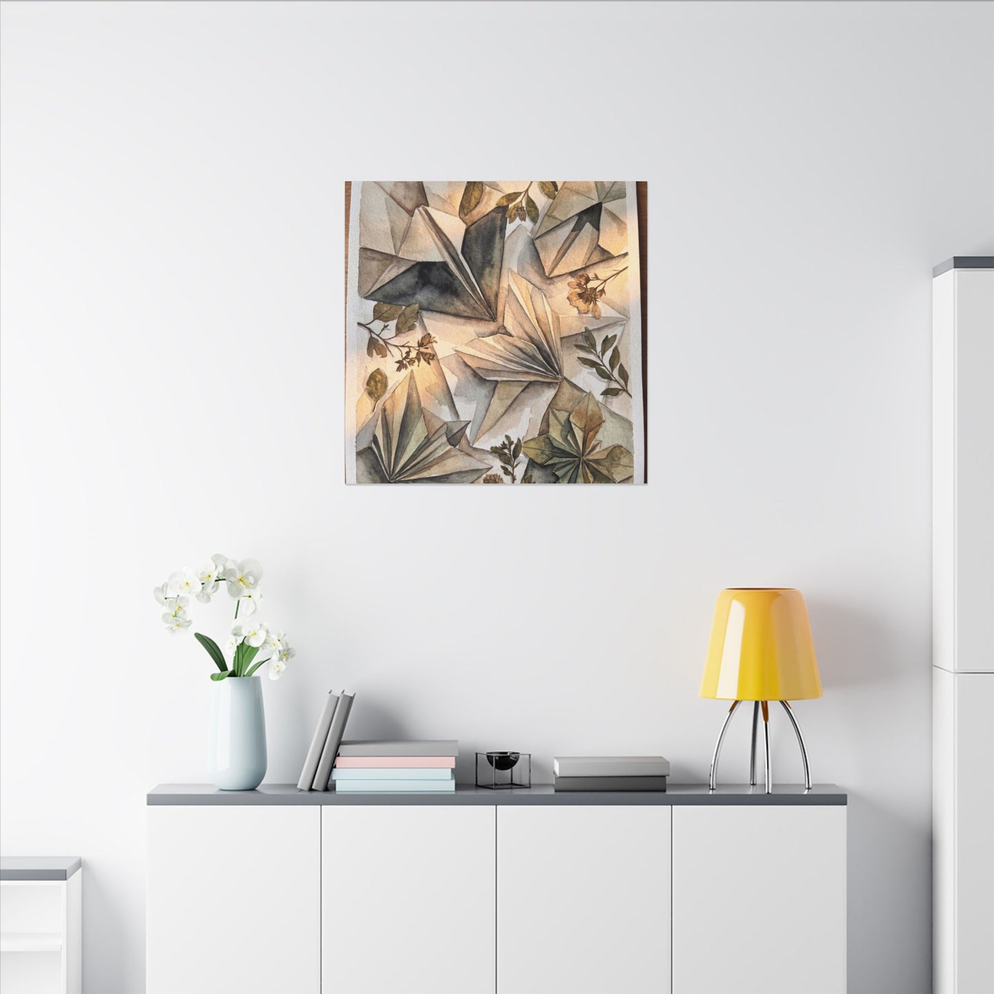 Golden Hour Paper Fold Canvas Art - Japandi Seijaku
