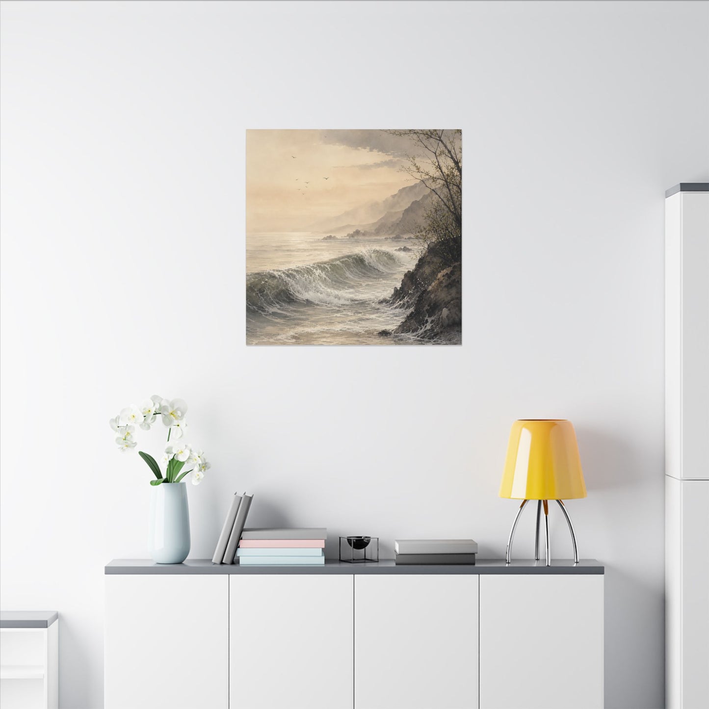Ocean Wave Spring Canvas Art | Japandi Elegant Design