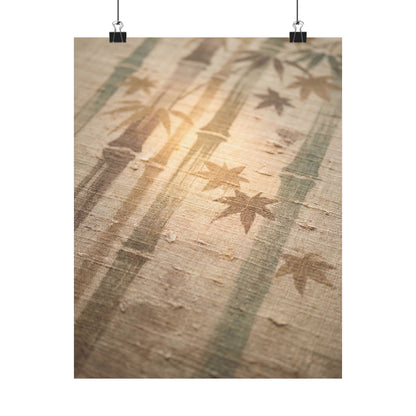 Japandi Bamboo Grove in Golden Hour | Japanese Pattern Wall Art Print Art Print