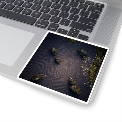 Rock Garden Sticker | Spring Dark Japandi Shadow Zen Art