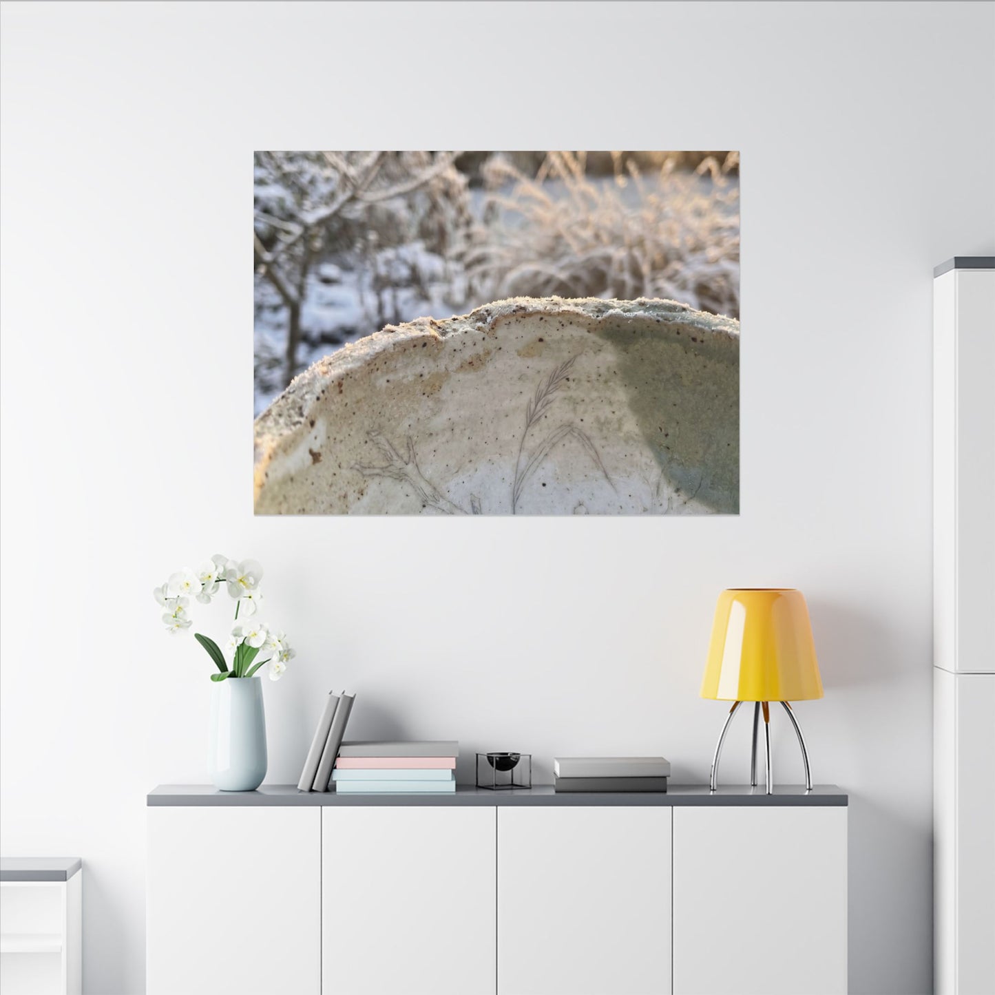 Ceramic Bowl Canvas Art | Winter Japandi Minimal Line Art