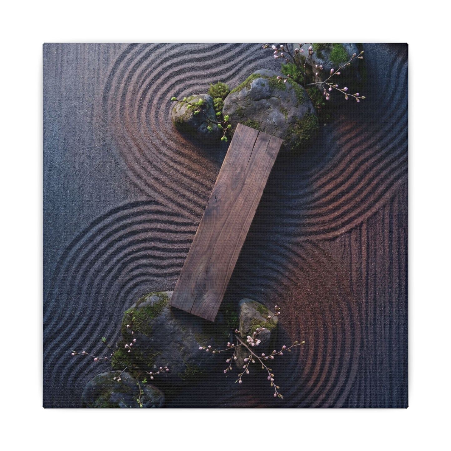 Spring Rock Garden Moody Minimal Canvas Art | Atmospheric Decor