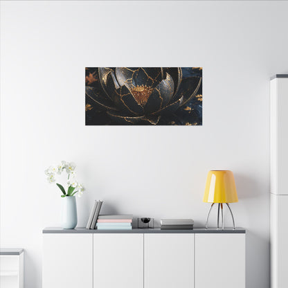Moonlight Lotus Flower Canvas Art - Kintsugi Fukinsei
