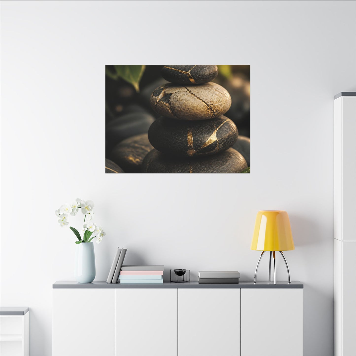 Summer River Stones Broken Beauty Canvas Art | Healing Decor