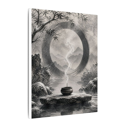 Incense Smoke Canvas Art | Winter Zen Sumi E Art