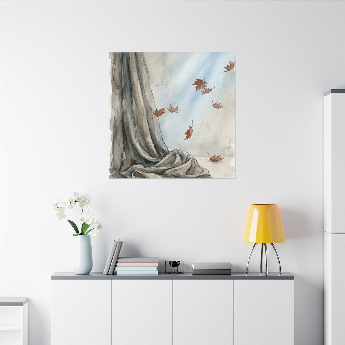 Ma Silk Drape Canvas Art - Japandi Watercolor