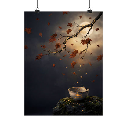 Kintsugi Moonlit Garden in Golden Hour | Gold Repair Wall Art Print Art Print