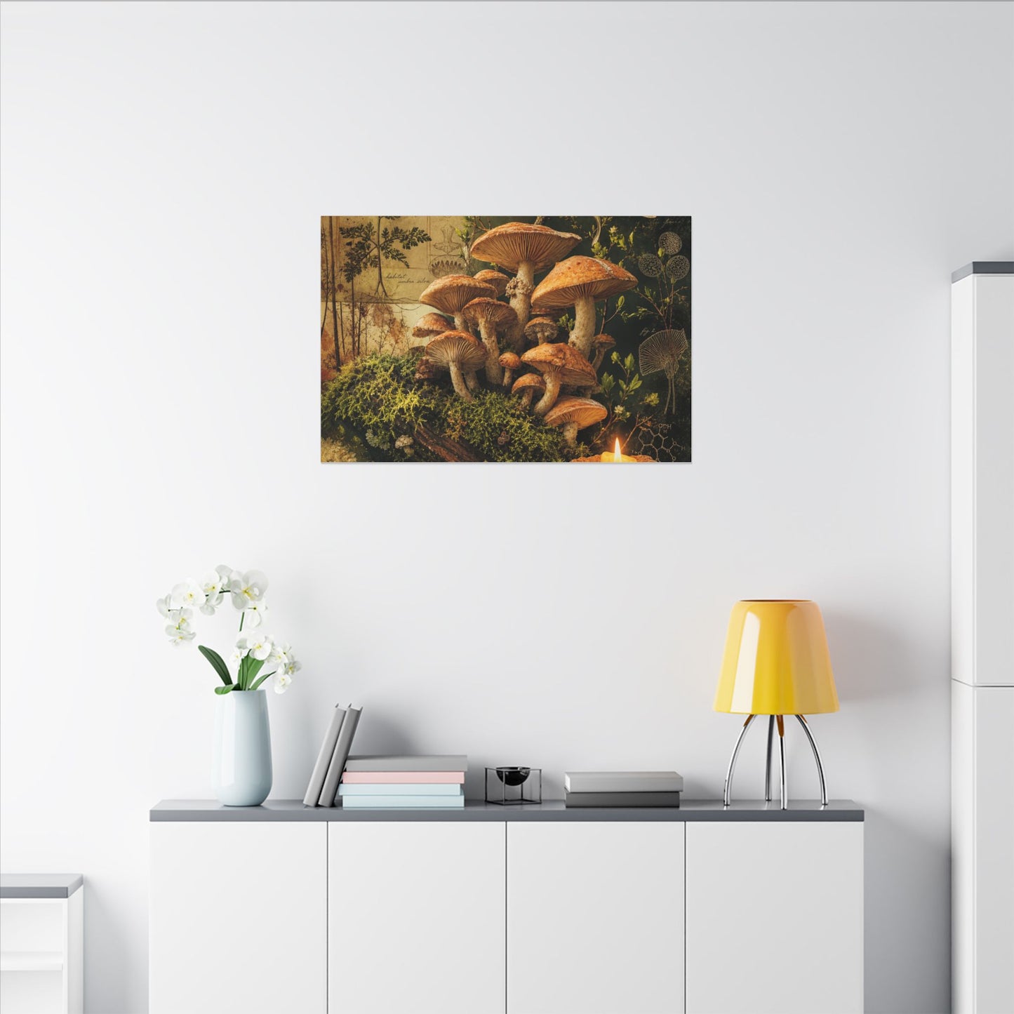 Spring Wild Mushrooms Herbarium Canvas Art | Earthy Decor