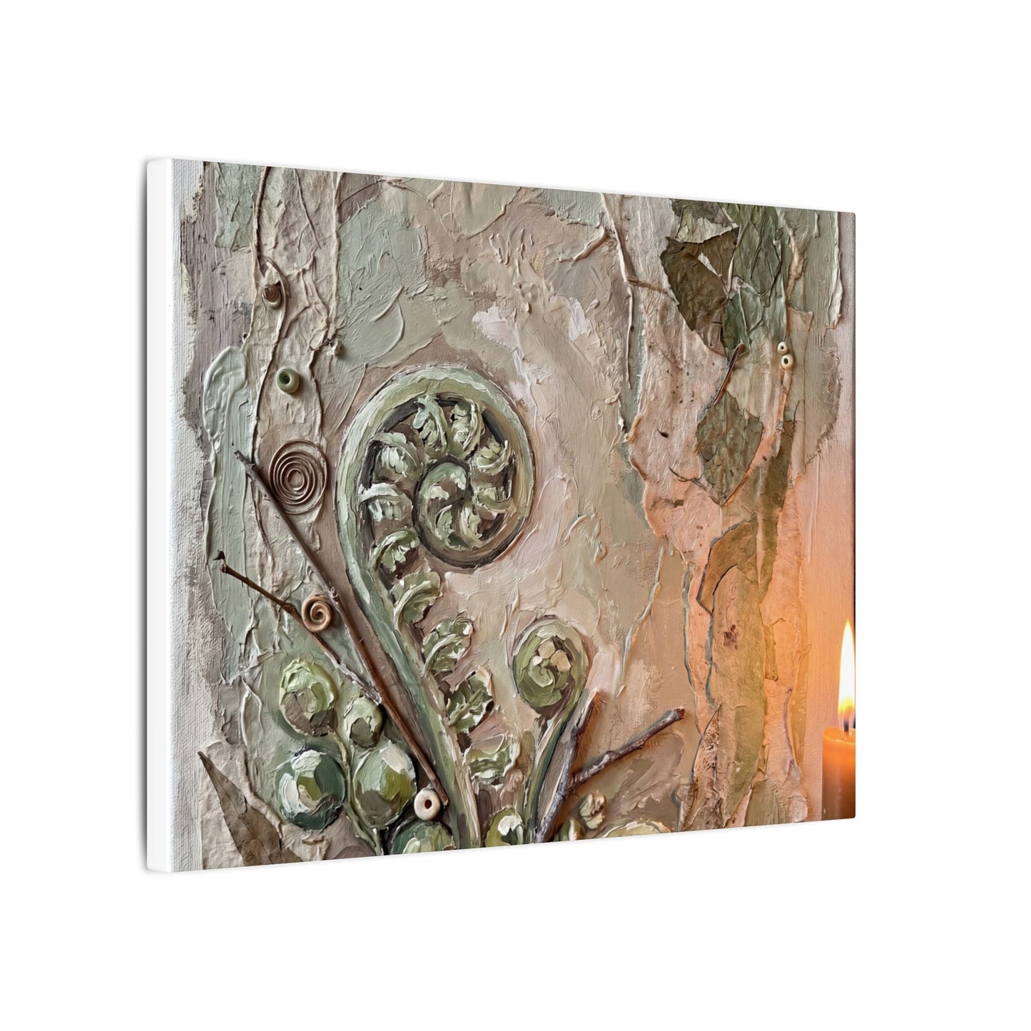Datsuzoku Fern Unfurling Canvas Art - Japandi Texture