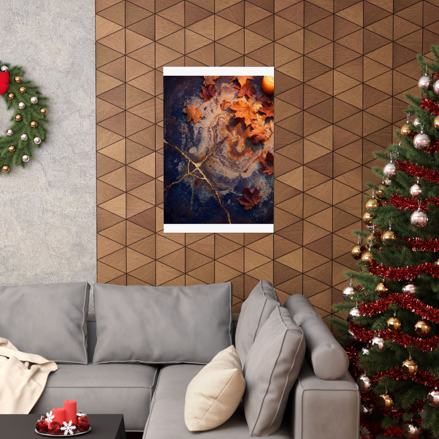 Kintsugi Rust Patina in Candlelight | Gold Vein Wall Art Print