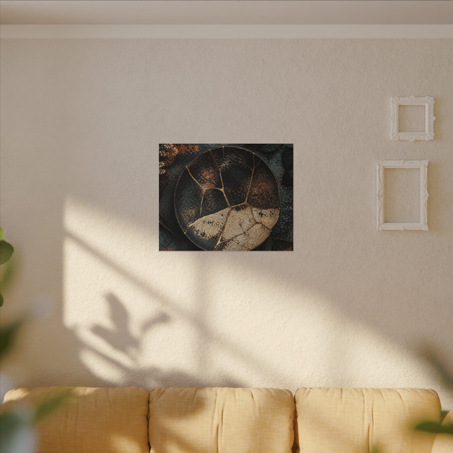 Kintsugi Rust Patina in Dawn | Gold Repair Canvas Art